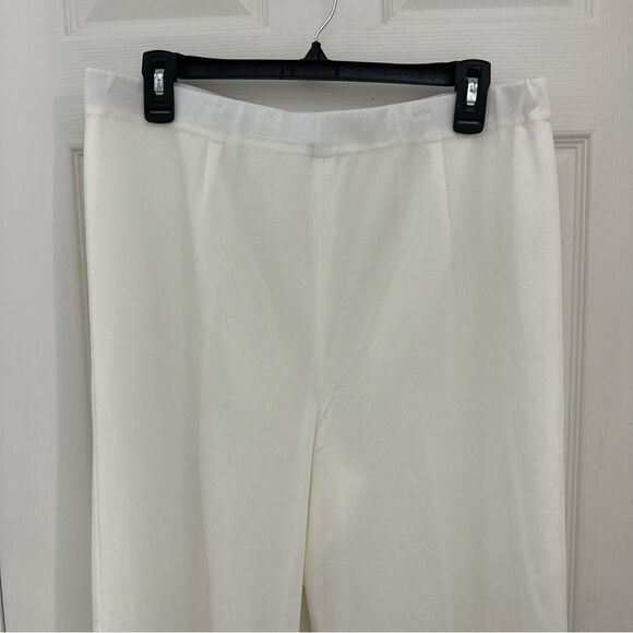 Exclusively Misook Women’s Knit Pants Size XL White Wide Leg Cropped Capris - Picture 2 of 6